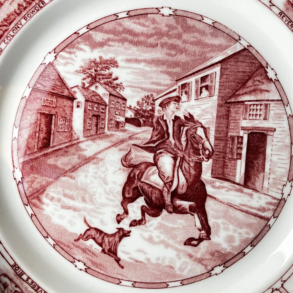Vintage Walker China Paul Revere Midnight Ride Plate Clarks Restaurant Cleveland